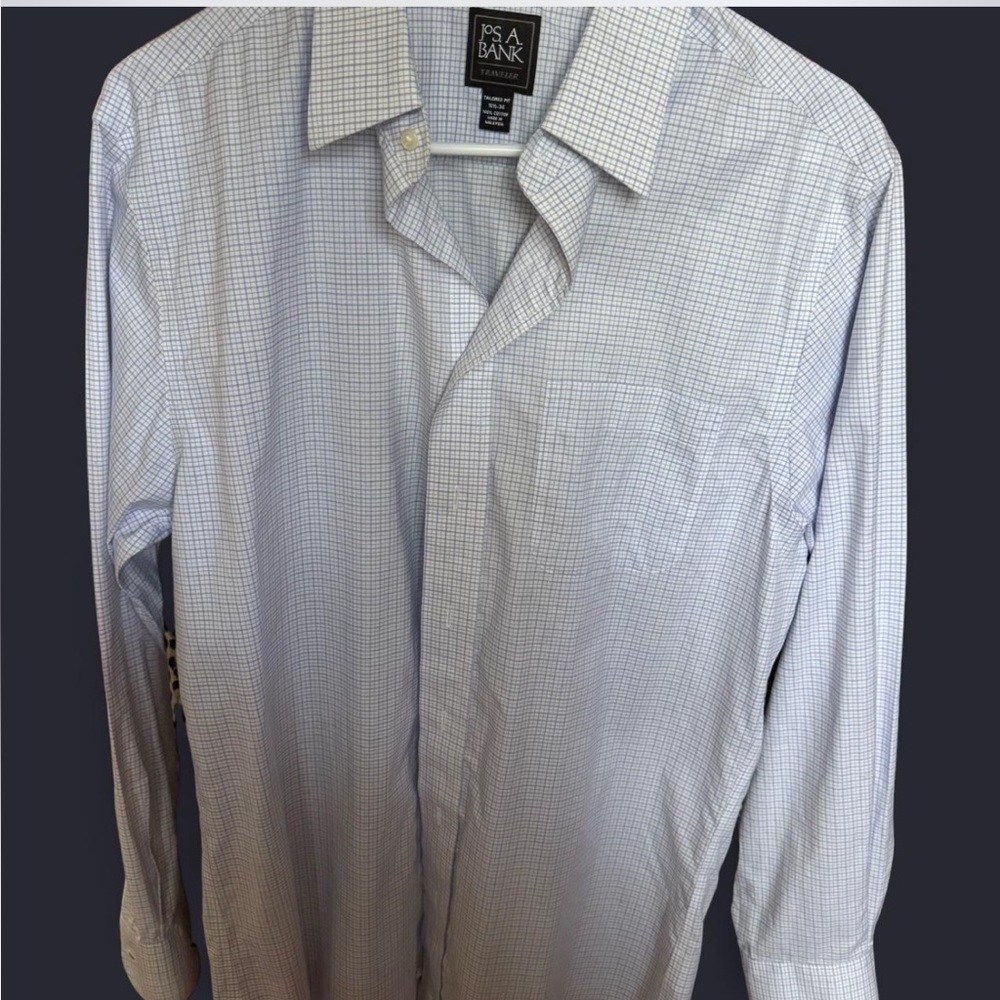 NWOT Jos. A. Bank Men's Light Blue Grid Shirt 16.5-34